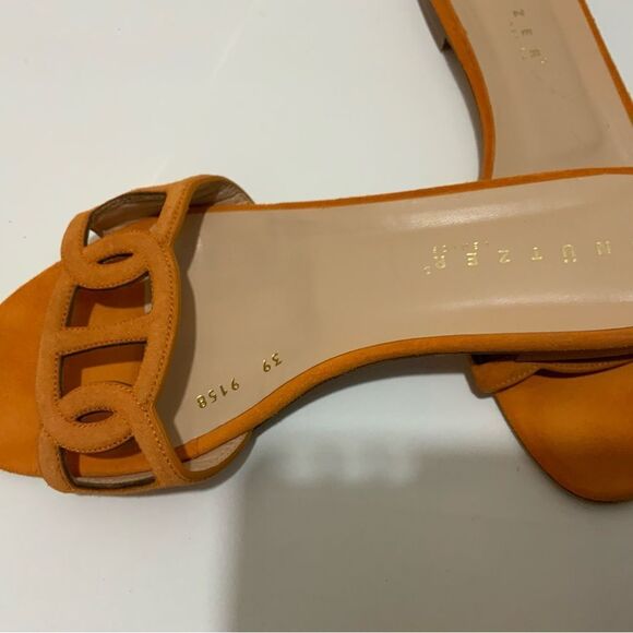 Unutzer Womens  orange suede open toe flat Sandals Size 39 - Picture 4 of 6
